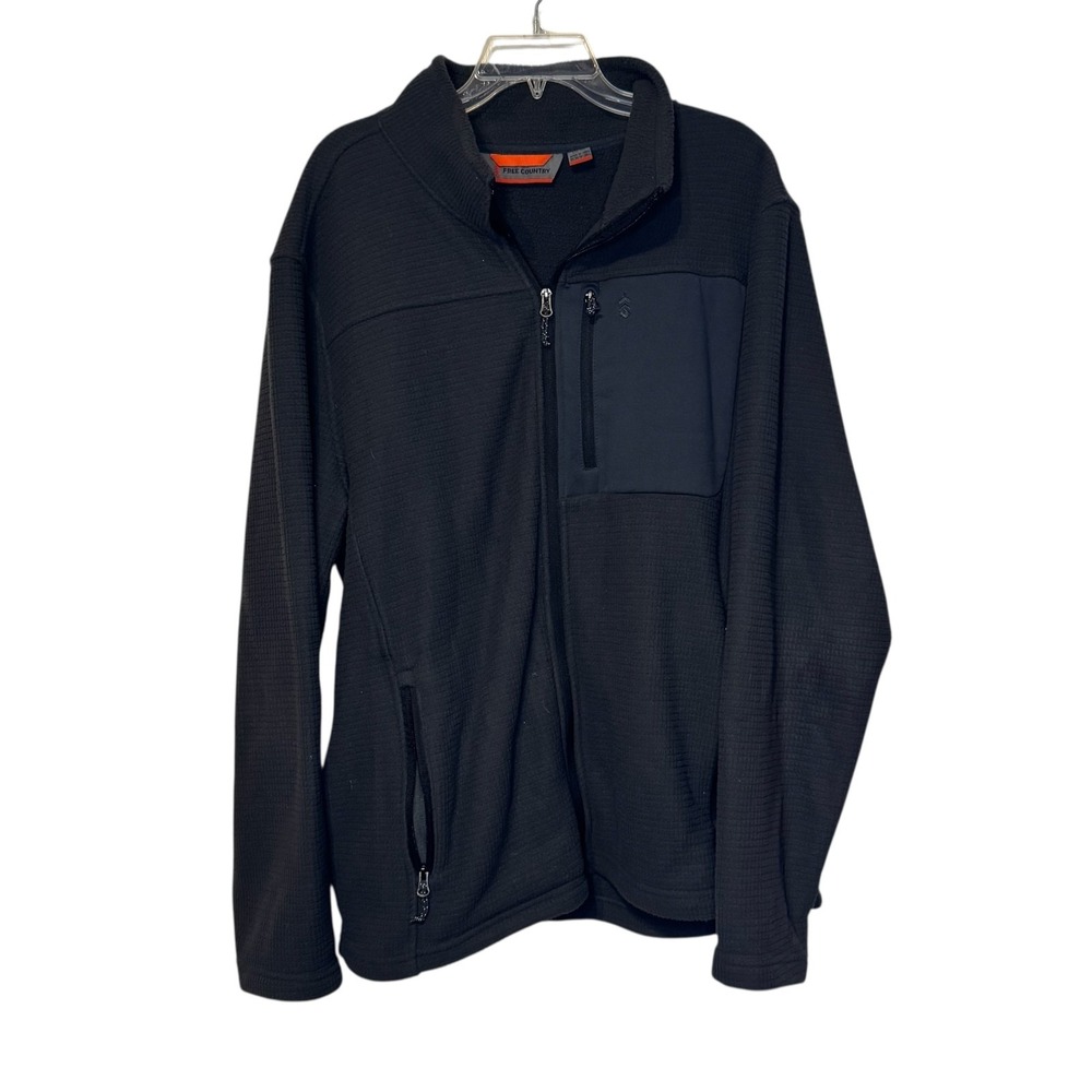 Free Country Men's Jacket Grid Fleece Full Zip Mock Neck‎ Bodywarmer Pockets XXL